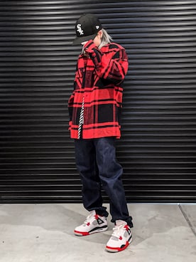 「OFF-WHITE」｜「アイテム（帽子）」を使った、Yu☺︎さん（レディース・150cm）の秋コーディネート