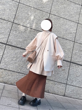 「秋色コーデ」｜「アイテム（その他アウター）」を使った、𝚢 𝚞 𝚖 𝚒さん（レディース・153cm）の秋コーディネート
