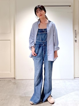 「カーキ」｜「アイテム（オールインワン・サロペット）」を使った、michiruさん（レディース・156cm）の夏コーディネート