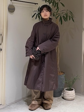 「SALON adam et rope'（サロン アダム エ ロペ）のsmile cotton ヘンリーネックプルオーバー（Tシャツ/カットソー、ベージュ系）」を使った、michiruさん（レディース・156cm）の秋コーディネート