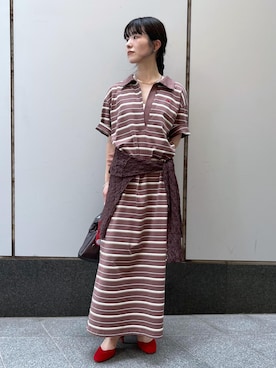 「SALON adam et rope'（サロン アダム エ ロペ）のレースシアートップス［ストレッチ］（その他トップス）」を使った、michiruさん（レディース・156cm・20代）の夏コーディネート