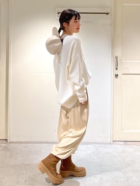 「SALON adam et rope'（サロン アダム エ ロペ）のアイテム（キャップ）」を使った、michiruさん（レディース・156cm）の秋コーディネート