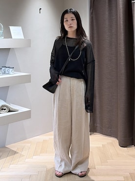 「タックパンツ」｜michiruさん（レディース・156cm）の春コーディネート