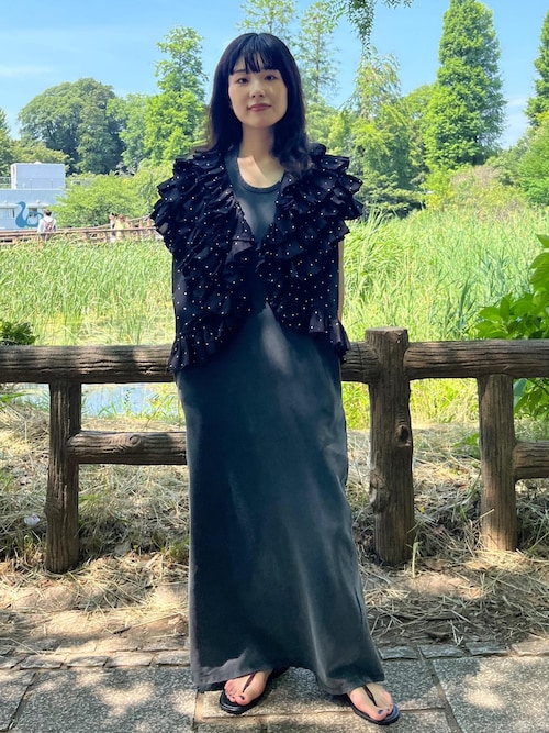 サロン アダム エ ロペ（SALON adam et rope’ ）/【crinkle crinkle crinkle】別注フリルポンチョノースリーブブラウス セール】【crinkle crinkle crinkle】別注フリルポンチョノースリーブ