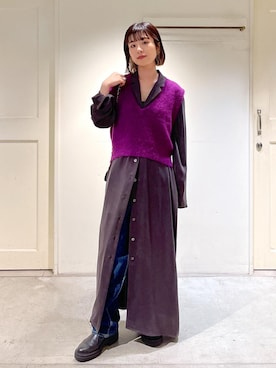 「骨格ウェーブ」｜「アイテム（ベスト）」を使った、michiruさん（レディース・156cm）の秋コーディネート