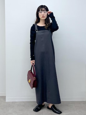 「アイテム（ジャンパースカート）」を使った、michiruさん（レディース・156cm）の夏コーディネート