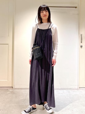 michiruさんの「[24SS]GENTLE SILK2WAYキャミワンピース【セットアップ対応】」を使ったコーディネート