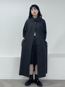 「アイテム（ステンカラーコート）」を使った、michiruさん（レディース・156cm）の冬コーディネート