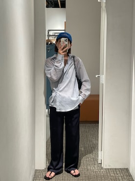 「サテンパンツ」｜「アイテム（帽子）」を使った、ゆいこさん（レディース・159cm）の夏コーディネート