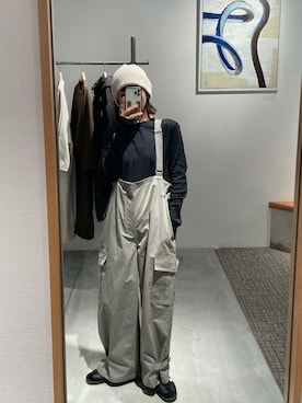 「CANAL JEAN（キャナルジーン）のアイテム（サロペット/オーバーオール）」を使った、ゆいこさん（レディース・159cm）の冬コーディネート