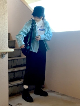 「PULL&BEAR（プルアンドベア）のアイテム（ブーツ）」を使った、さくらさん（レディース・153cm）の冬コーディネート