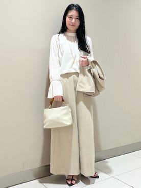 「シア―ブラウス」｜「アイテム（アクセサリー）」を使った、SAYAさん（レディース・164cm）の春コーディネート