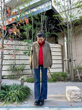 「Gramicci（グラミチ）のアイテム（ジャケット/アウター）」を使った、miyuさん（レディース・169cm）の秋コーディネート