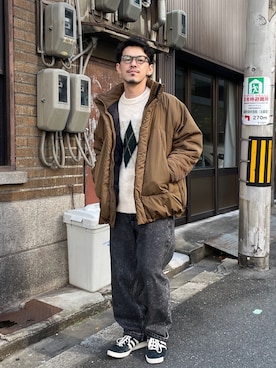 「CPCM（シーピーシーエム）のアイテム（ダウンジャケット/コート）」を使った、koichanさん（メンズ・174cm）の秋コーディネート