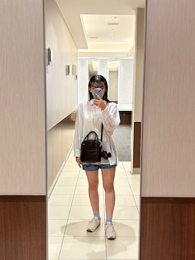 「coca（coca）（コカ）のアイテム（ジャケット/アウター）」を使った、Kanaさん（骨格ウェーブ・レディース・154cm）の夏コーディネート
