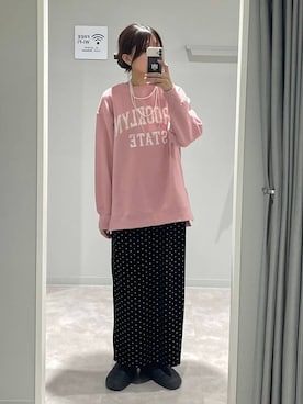 「アイテム（シュシュ）」を使った、ヒカリさん（レディース・167cm）の冬コーディネート