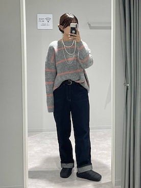 「アイテム（シュシュ）」を使った、ヒカリさん（レディース・167cm）の冬コーディネート