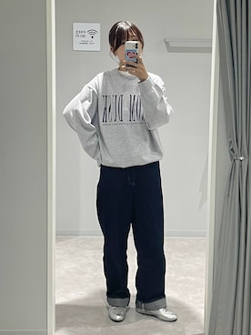 「GLOBAL WORK（グローバルワーク）のGOODデニムバギーパンツ/498388（デニムパンツ）」を使った、ヒカリさん（レディース・167cm）の秋コーディネート