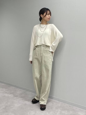 「GLOBAL WORK（グローバルワーク）のGOODデニムバギーパンツ/498388（デニムパンツ）」を使った、ヒカリさん（レディース・167cm）の秋コーディネート