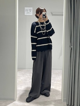 「アイテム（シュシュ）」を使った、ヒカリさん（レディース・167cm）の冬コーディネート