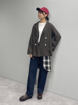 「GLOBAL WORK（グローバルワーク）のアイテム（ハット）」を使った、ヒカリさん（レディース・167cm）の秋コーディネート