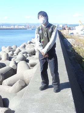 「アイテム（デニムパンツ、その他）」を使った、chinpanさん（メンズ・166cm）の秋コーディネート