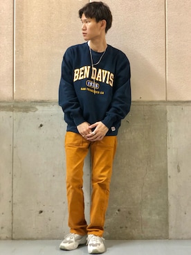 「BEN DAVIS（ベンデイビス）のアイテム（スウェット）」を使った、てらくら【相互フォロー】さん（メンズ・178cm）の秋コーディネート