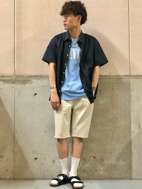 「Right-on（ライトオン）のアイテム（サンダル）」を使った、てらくら【相互フォロー】さん（メンズ・178cm）の夏コーディネート