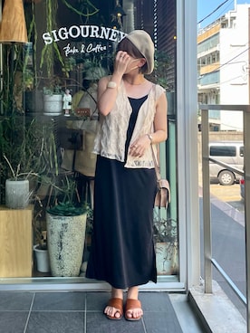 「Adoon plain（アドーンプレーン）のアイテム（ワンピース/ドレス）」を使った、emiさん（レディース・153cm）の夏コーディネート
