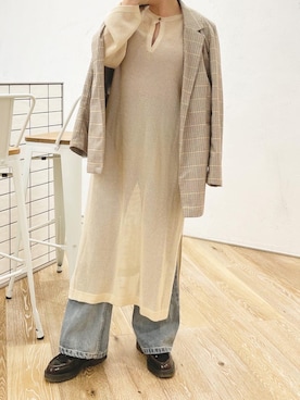 「FUDGEBOYのトラッドスタイル」｜「アイテム（ワンピース/ドレス）」を使った、emiさん（レディース・153cm）の春コーディネート