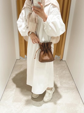 「apres jour（アプレジュール）のアイテム（シャツワンピース）」を使った、emiさん（レディース・153cm）の春コーディネート