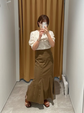 「Adoon plain（アドーンプレーン）のアイテム（スカート）」を使った、emiさん（レディース・153cm）の夏コーディネート