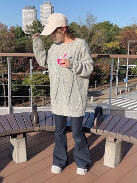 「Adoon plain（アドーンプレーン）のアイテム（パンツ）」を使った、emiさん（レディース・153cm）の秋コーディネート