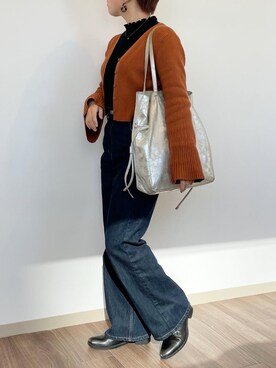 「Adoon plain（アドーンプレーン）のアイテム（パンツ）」を使った、emiさん（レディース・153cm）の冬コーディネート