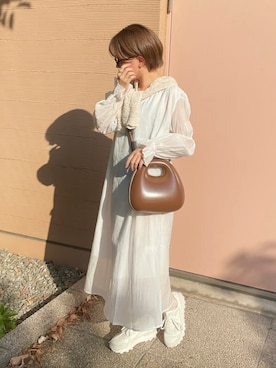 「FUDGEBOYのトラッドスタイル」｜「アイテム（ワンピース/ドレス）」を使った、emiさん（レディース・153cm）の春コーディネート