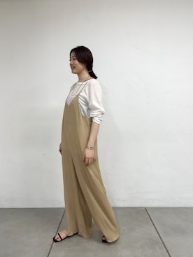 「プリーツ」｜「アイテム（オールインワン・サロペット）」を使った、KOMORI_166cmさん（レディース・166cm）の春コーディネート