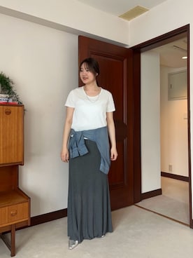 「SHENERY（シーナリー）のシアープリーツニットスカート（スカート、グレー系）」を使った、KOMORI_166cmさん（レディース・166cm）の春コーディネート