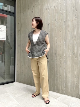 「ニットキャミソール」｜「アイテム（アクセサリー）」を使った、KOMORI_166cmさん（レディース・166cm）の秋コーディネート