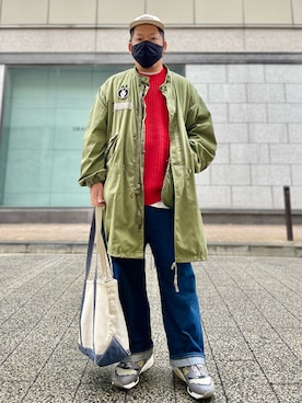 「トートバッグ」｜「アイテム（モッズコート）」を使った、SuGaKeNさん（メンズ・170cm）の冬コーディネート