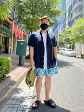 「MIS（エムアイエス）のアイテム（バッグ）」を使った、SuGaKeNさん（メンズ・170cm）の夏コーディネート