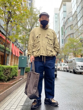 「TENBOX（テンボックス）のアイテム（キャップ）」を使った、SuGaKeNさん（メンズ・170cm）の秋コーディネート