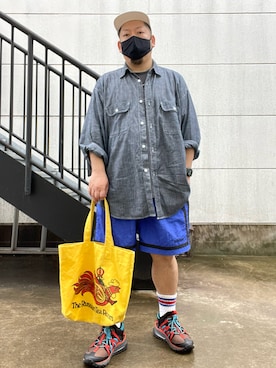 「TENBOX（テンボックス）のアイテム（帽子）」を使った、SuGaKeNさん（メンズ・170cm）の夏コーディネート