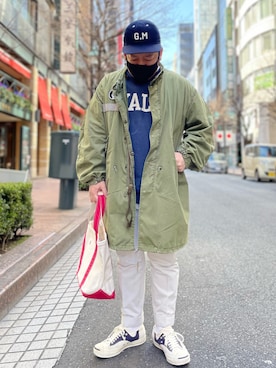 「アイテム（モッズコート）」を使った、SuGaKeNさん（メンズ・170cm）の春コーディネート