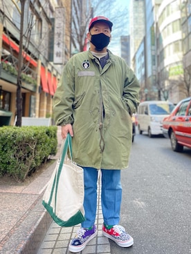 「トートバッグ」｜「アイテム（モッズコート）」を使った、SuGaKeNさん（メンズ・170cm）の冬コーディネート