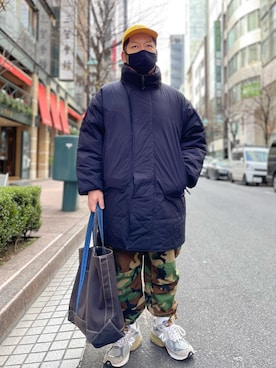 「アイテム（キャップ、イエロー系）」を使った、SuGaKeNさん（メンズ・170cm）の冬コーディネート