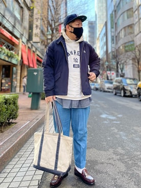 「G.H.BASS（ジーエイチバス）のG.H.BASS BA11010H LARSON ラーソン（ローファー）」を使った、SuGaKeNさん（メンズ・170cm）の冬コーディネート