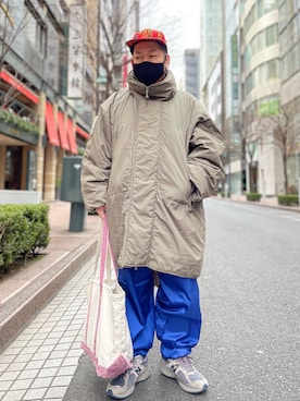 「モンスターパーカー」｜「アイテム（キャップ）」を使った、SuGaKeNさん（メンズ・170cm）の冬コーディネート