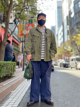 「アイテム（ハンドバッグ、グリーン系）」を使った、SuGaKeNさん（メンズ・170cm）の秋コーディネート