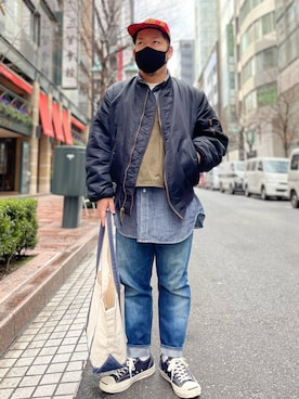 「Alpha Industries（アルファインダストリーズ）のアイテム」を使った、SuGaKeNさん（メンズ・170cm）の春コーディネート