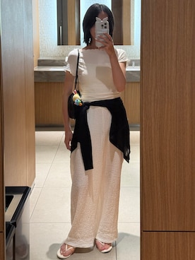 「FRAMeWORK（フレームワーク）のアイテム（サンダル）」を使った、𝘼𝙕𝙐𝙎𝘼さん（レディース・153cm）の夏コーディネート